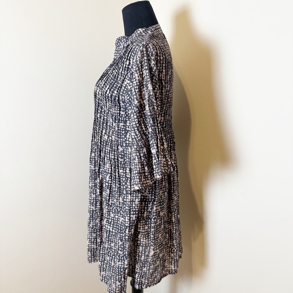 Dolma Womens Medium Dress Smock Mini Bell Sleeve Pleated Cotton Linen Boho M - Picture 3 of 9